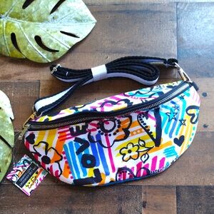 Brighton NWT Crossbody Belt Bag Colorful Graffiti Print Belt Bag